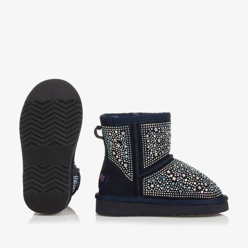 Lelli Kelly-Girls Navy Blue Sparkly Suede Boots | Childrensalon Outlet