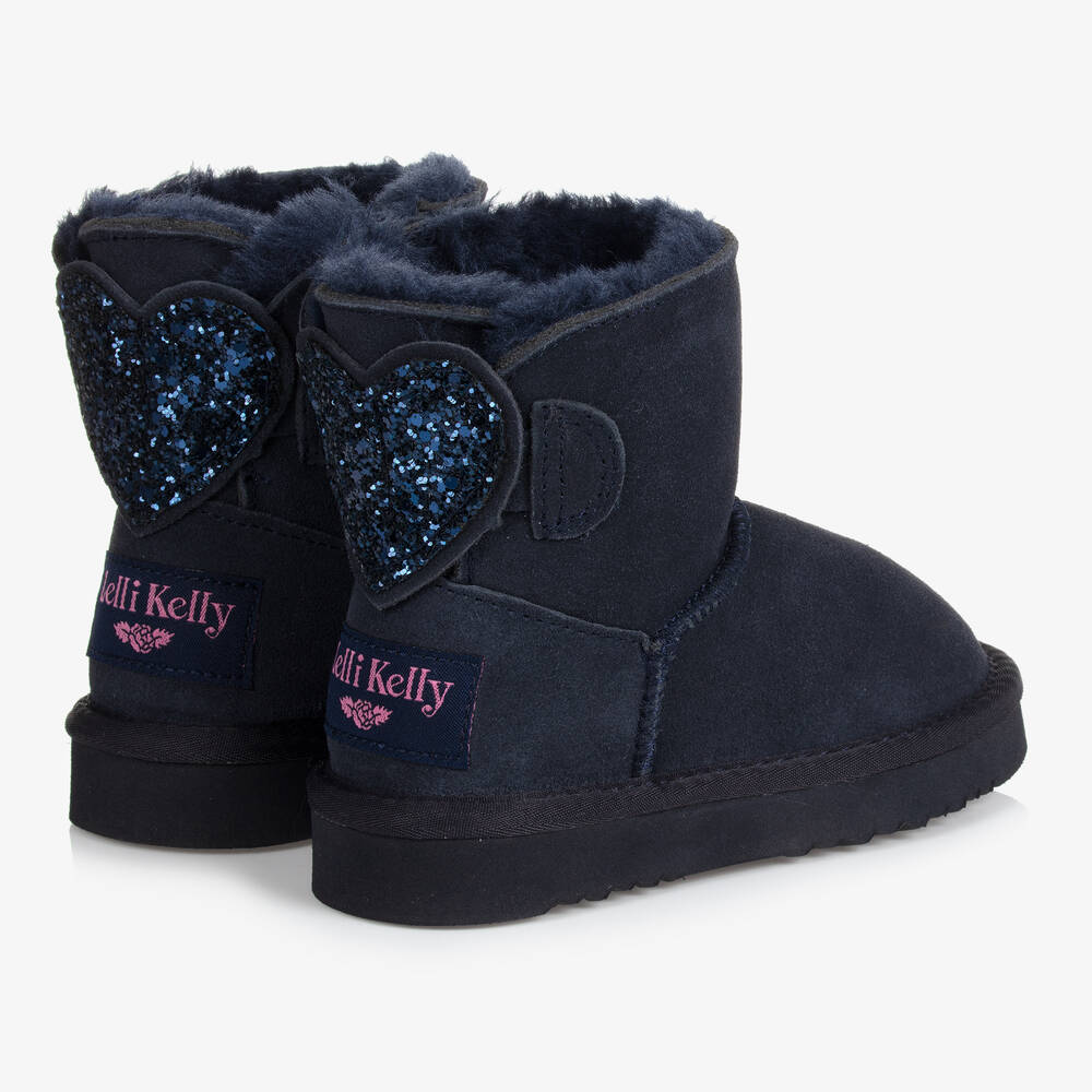 Lelli Kelly Girls Navy Blue Suede Boots