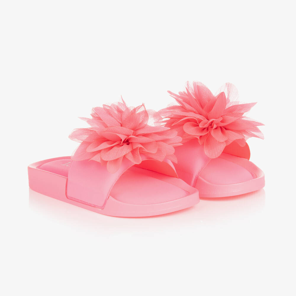 Lelli Kelly - Girls Neon Pink Sparkle Flower Sliders | Childrensalon