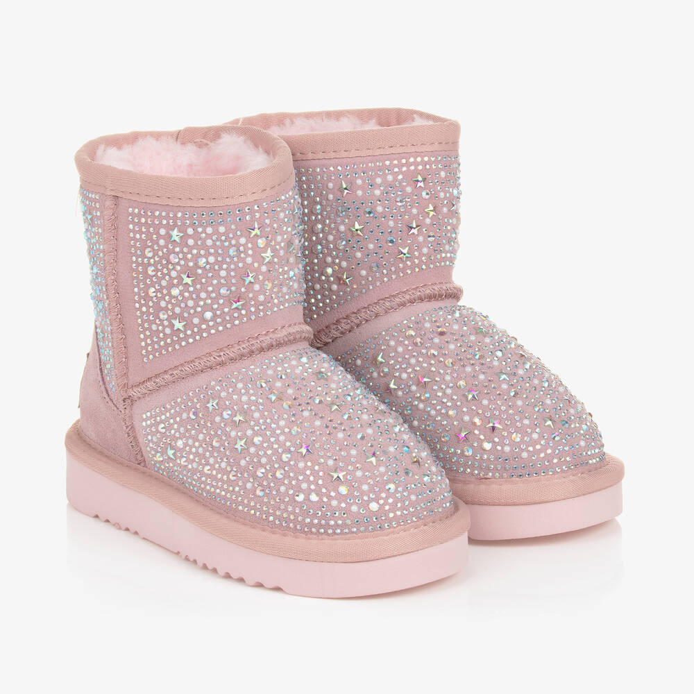 Lelli Kelly - Bottines daim rose pâle strassé | Childrensalon