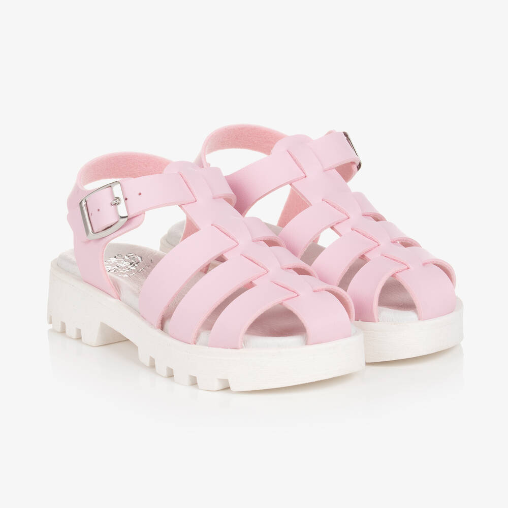 Lelli Kelly - Girls Pink Faux Leather Platform Sandals | Childrensalon