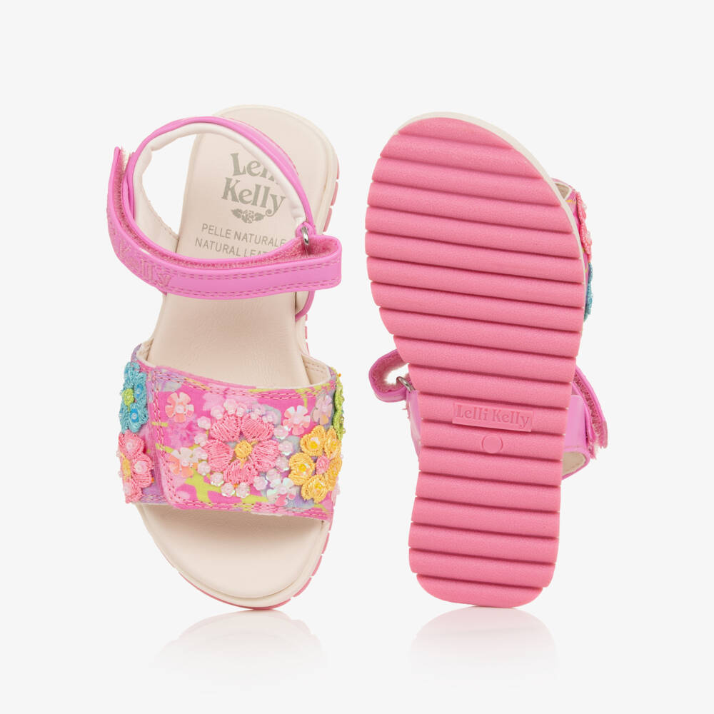 Lelli Kelly-Girls Pink Floral Bead Sandals | Childrensalon Outlet