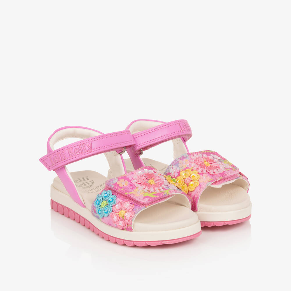 Lelli Kelly-Girls Pink Floral Bead Sandals | Childrensalon Outlet