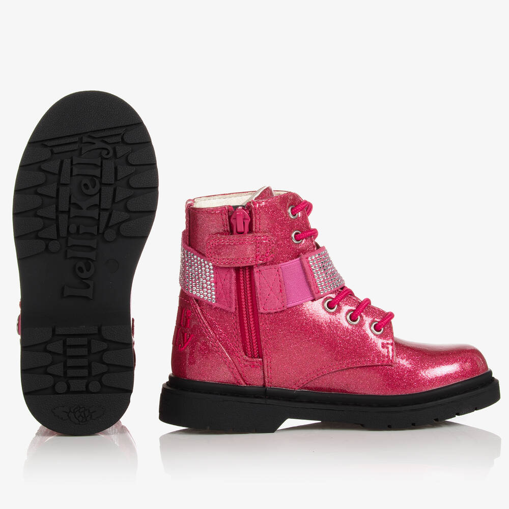 Lelli Kelly Girls Pink Glitter Ankle Boots Childrensalon Outlet