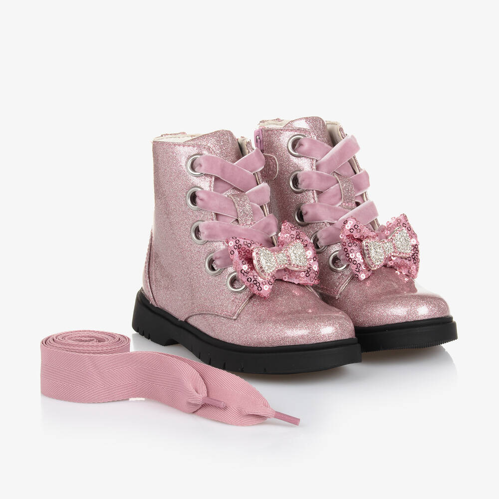 Lelli Kelly - Bottines rose pailleté à nœud fille | Childrensalon