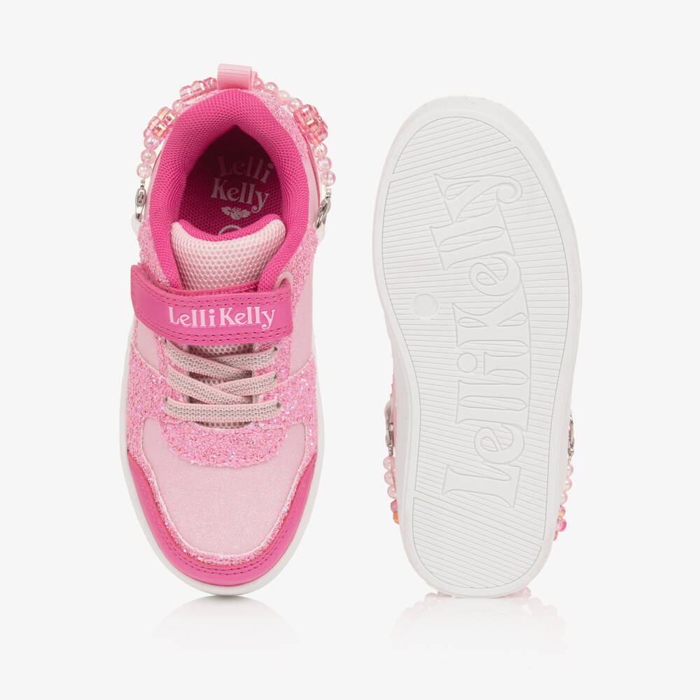 Lelli Kelly-Girls Pink Glitter Velcro Trainers with Bracelet | Childrensalon Outlet