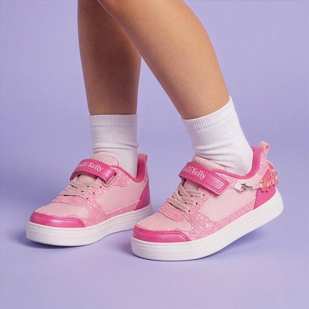 Lelli Kelly-Girls Pink Glitter Velcro Trainers with Bracelet | Childrensalon Outlet
