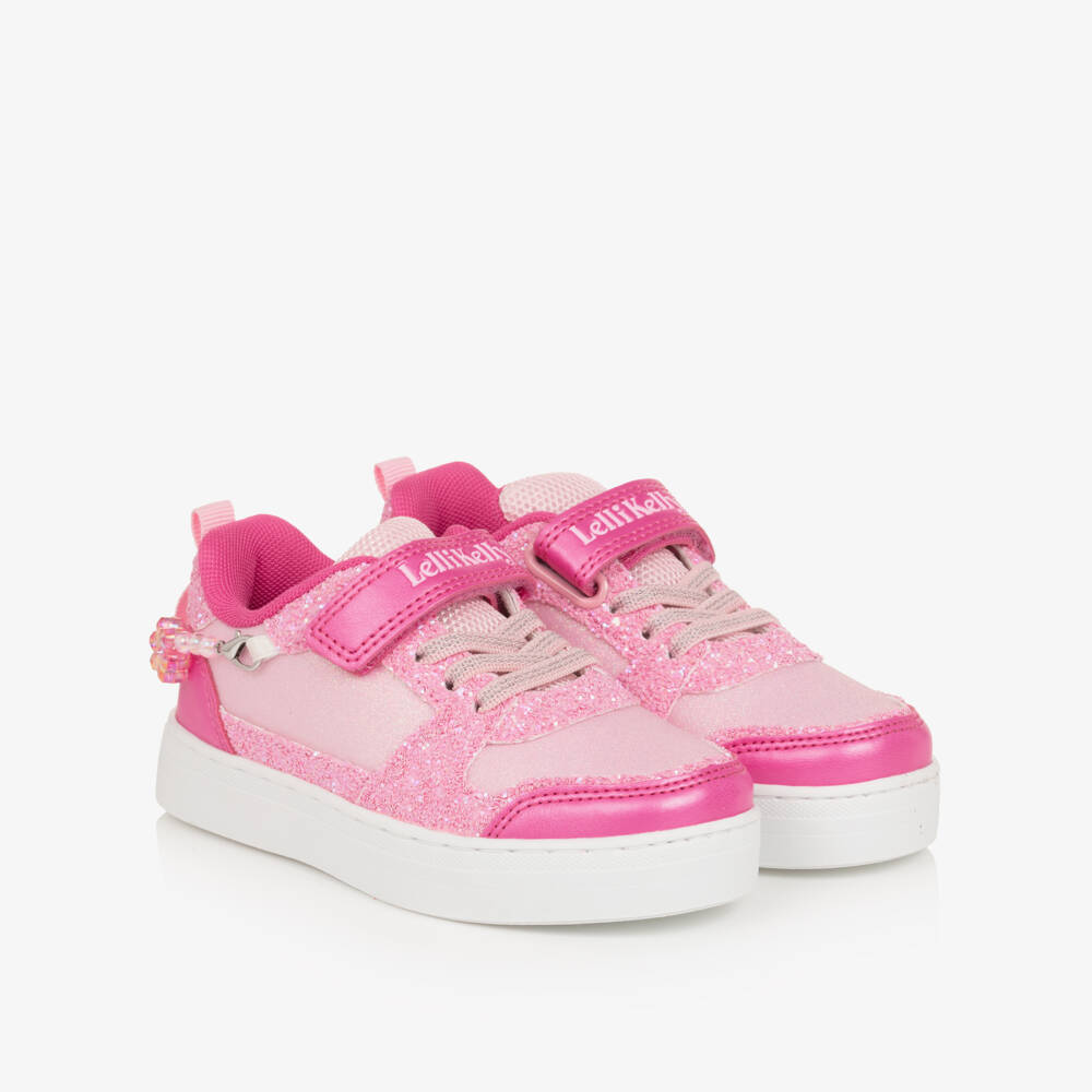 Lelli Kelly-Girls Pink Glitter Velcro Trainers with Bracelet | Childrensalon Outlet