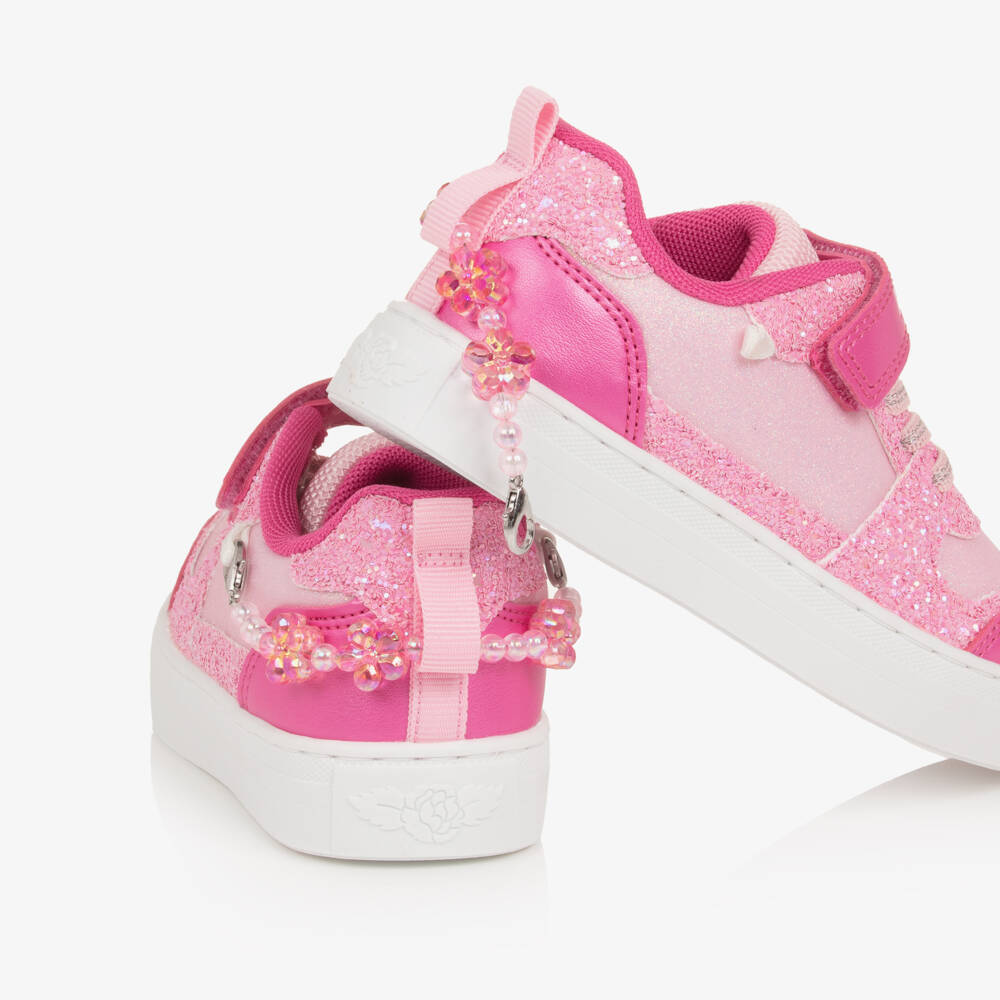Lelli Kelly-Girls Pink Glitter Velcro Trainers with Bracelet | Childrensalon Outlet