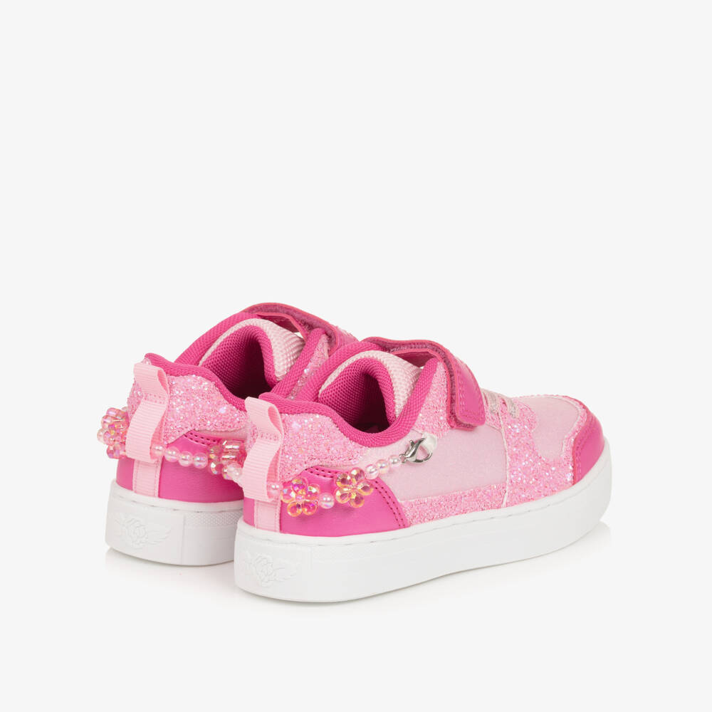 Lelli Kelly-Girls Pink Glitter Velcro Trainers with Bracelet | Childrensalon Outlet