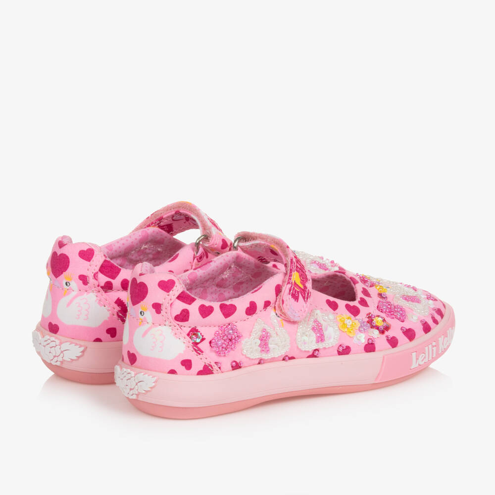 Lelli Kelly-Girls Pink Hand-Beaded Swan Bar Shoes | Childrensalon Outlet