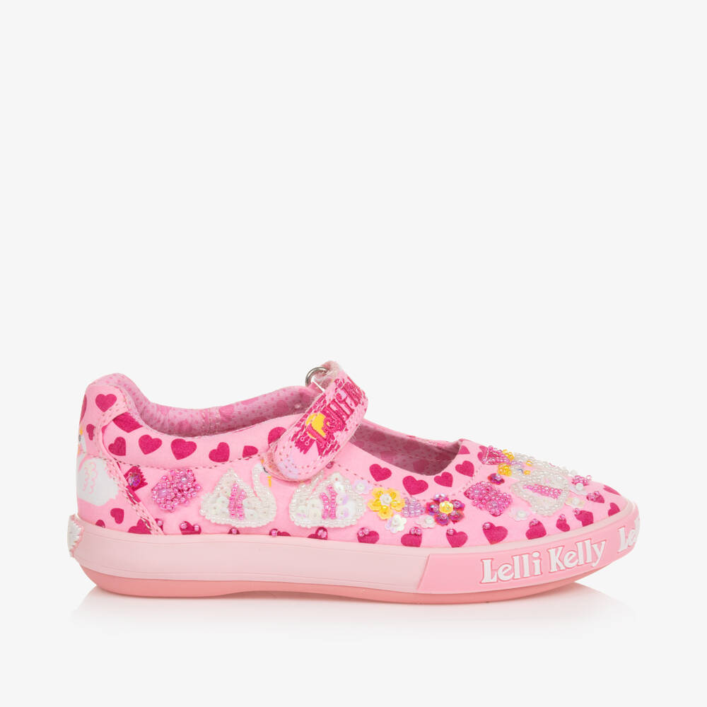 Lelli Kelly-Girls Pink Hand-Beaded Swan Bar Shoes | Childrensalon Outlet