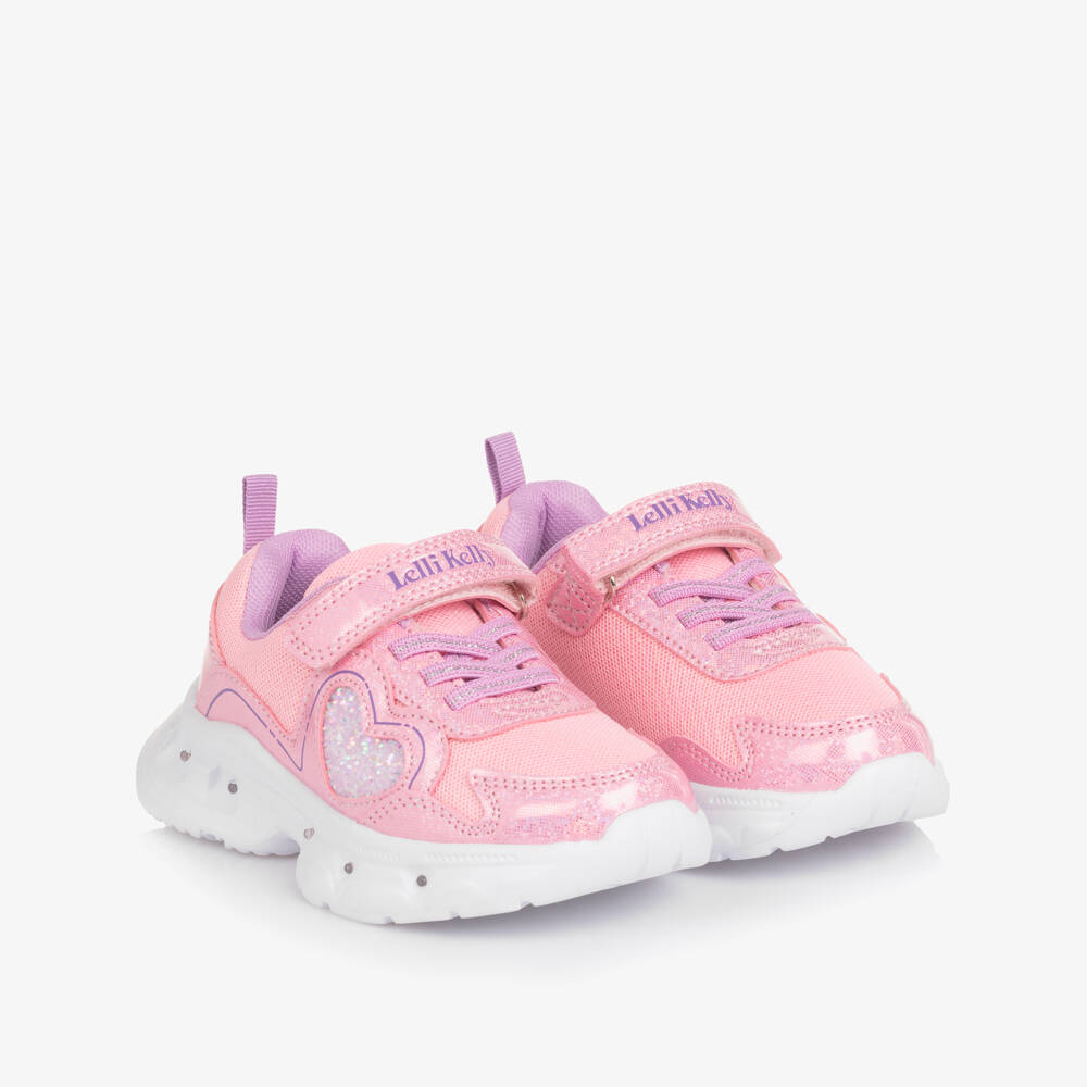 Lelli Kelly-Girls Pink Heart Trainers with Light-Up Sole | Childrensalon Outlet