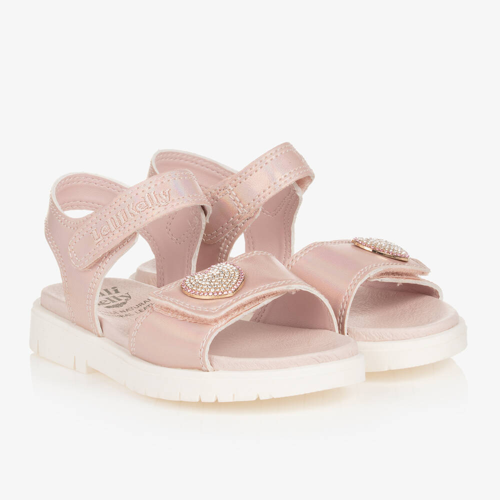 Lelli Kelly - Girls Pink Iridescent Heart Sandals | Childrensalon