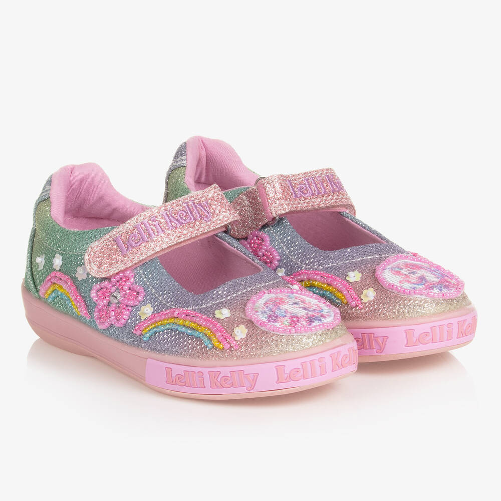 Lelli Kelly - Розовые блестящие туфли с ремешком и бисером | Childrensalon