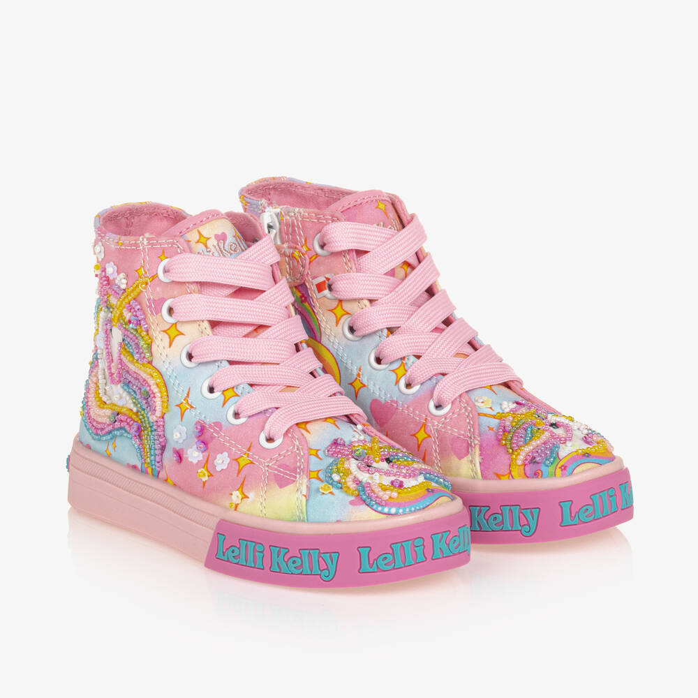Lelli Kelly-Girls Pink Unicorn High-Top Trainers | Childrensalon Outlet
