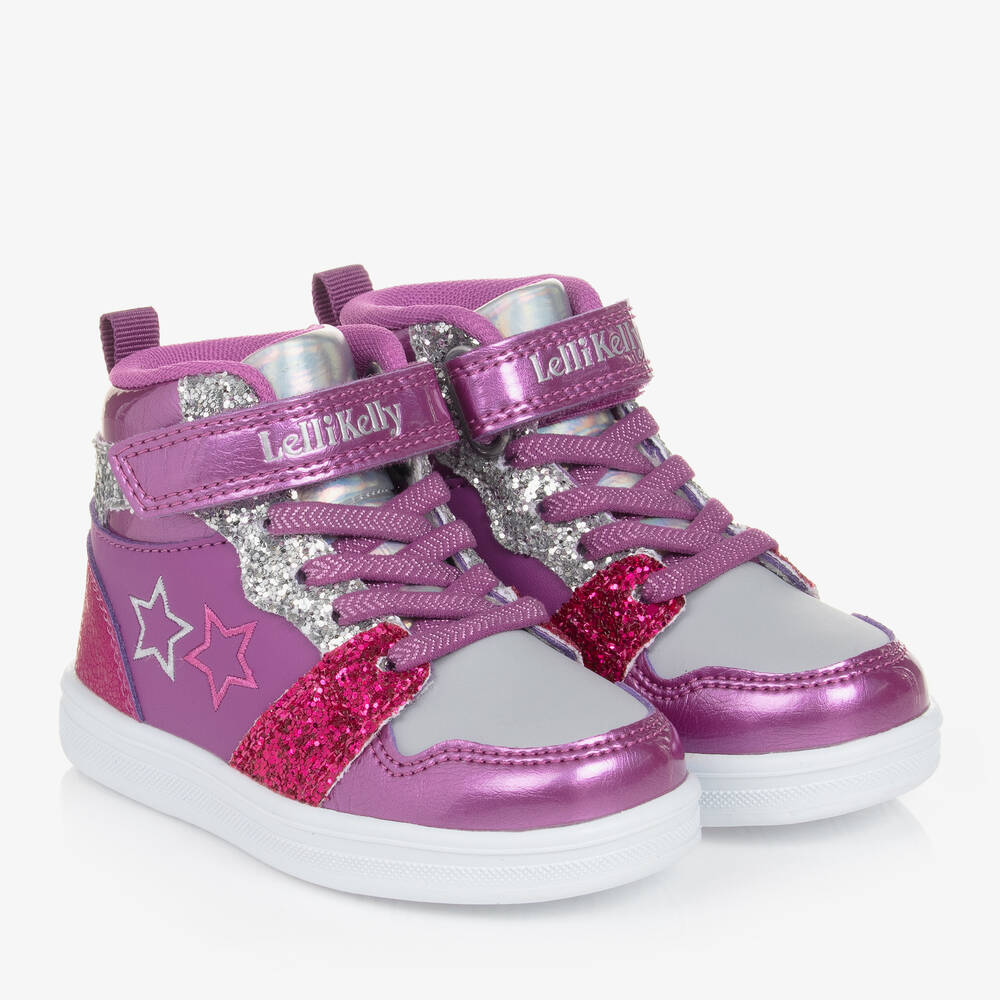 Lelli Kelly - Girls Purple Glitter High-top Trainers | Childrensalon