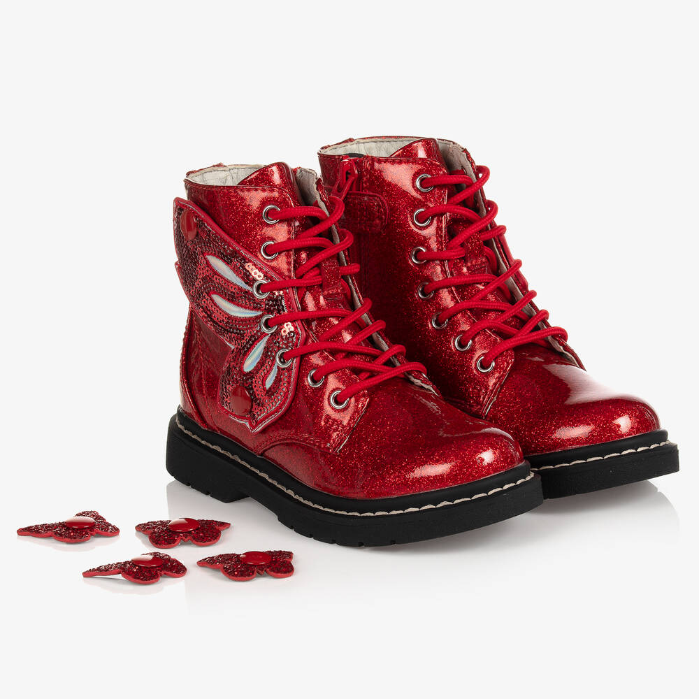 Lelli Kelly - Girls Red Butterfly Boots | Childrensalon