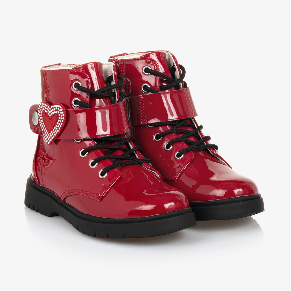 Girls red cheap leather boots