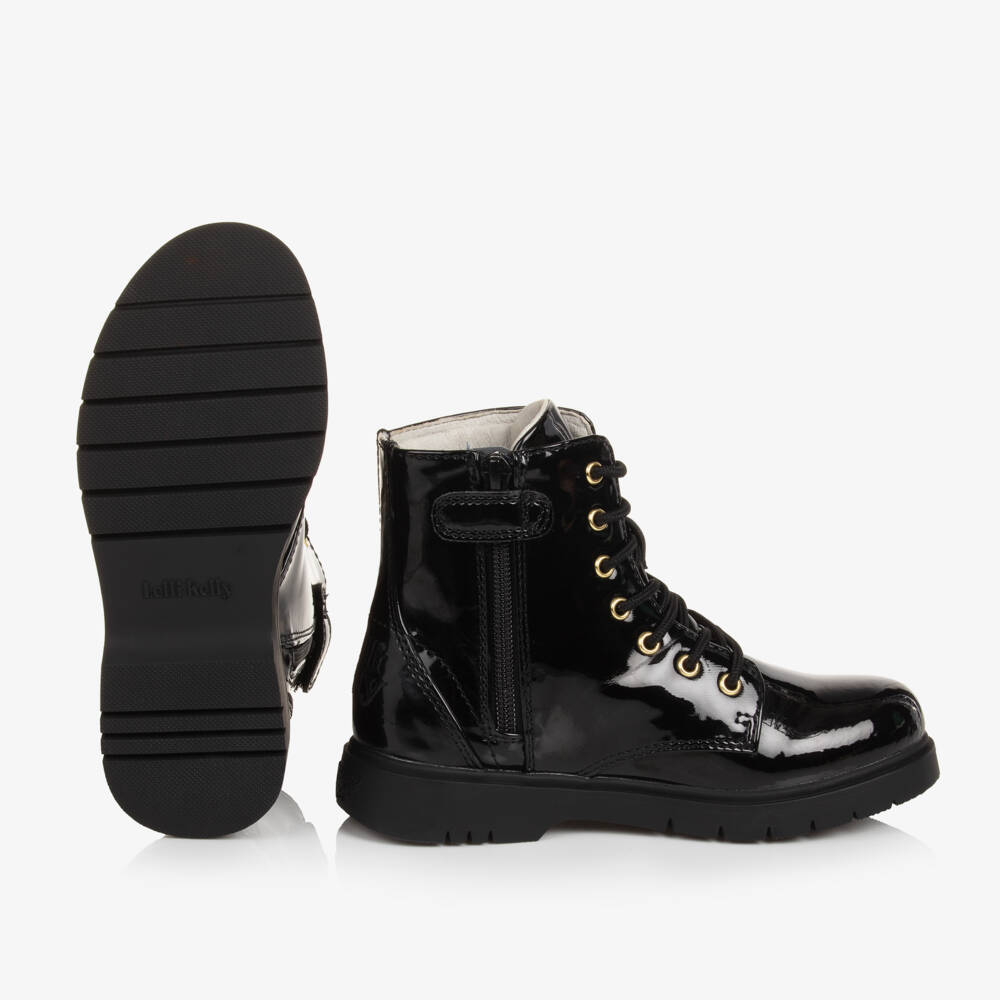 ليلي كيلي-حذاء برق أسود لامع للبنات | Childrensalon Outlet