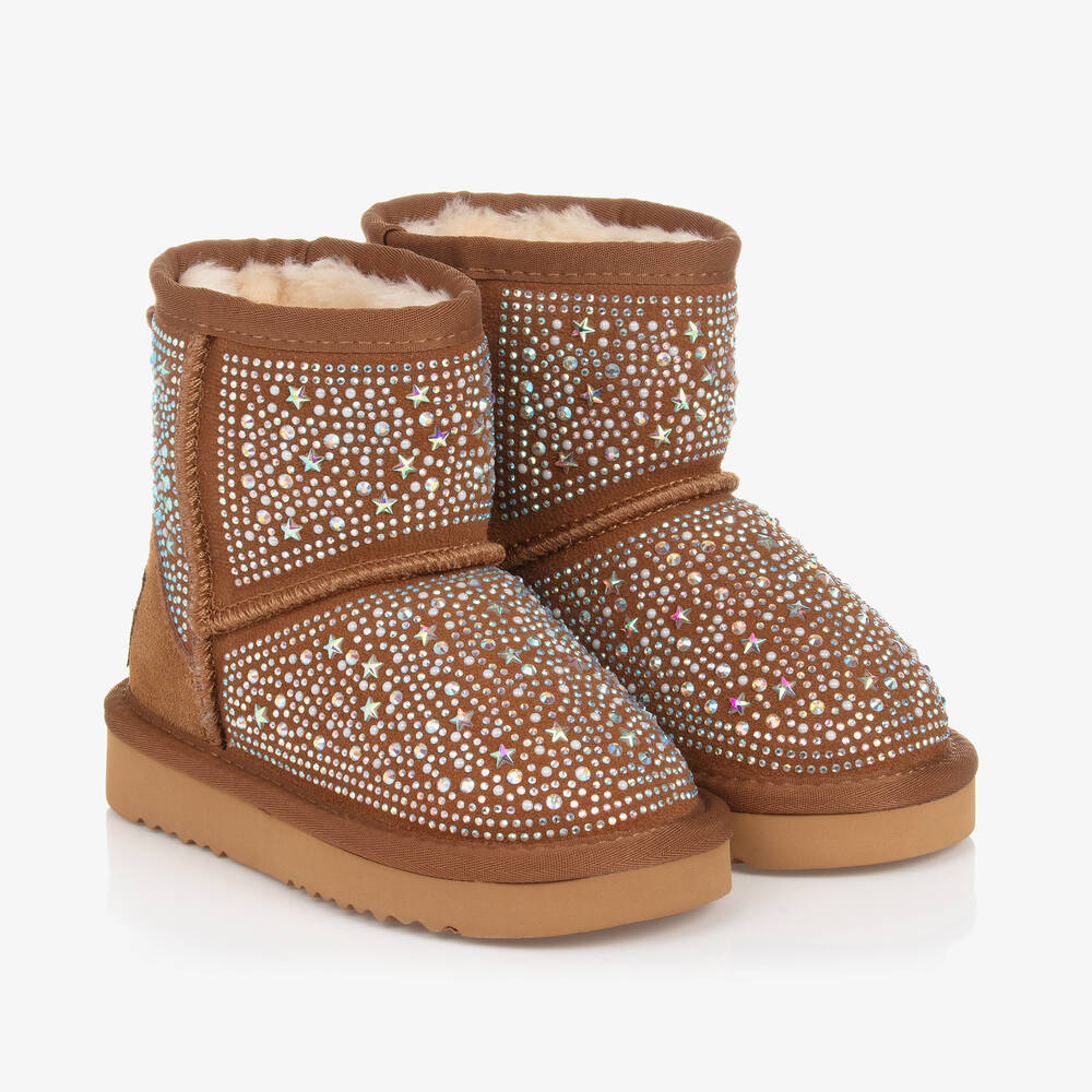 Lelli Kelly - Girls Tan Brown Sparkly Suede Boots | Childrensalon