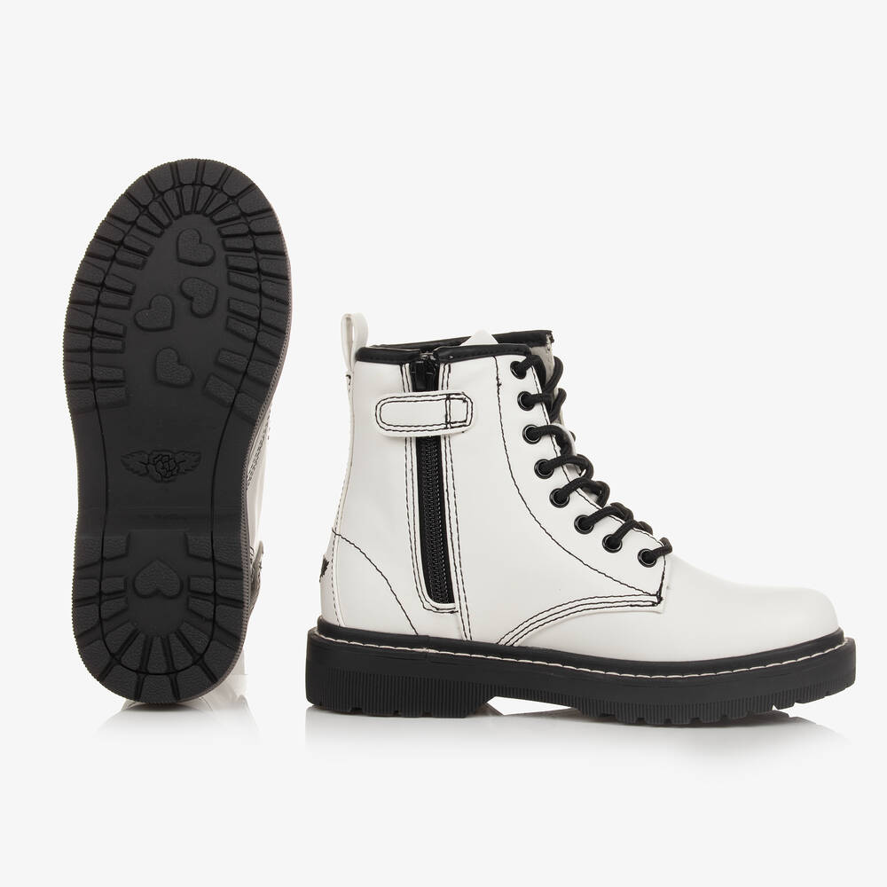 Lelli Kelly-Girls White & Black Faux Leather Boots | Childrensalon Outlet