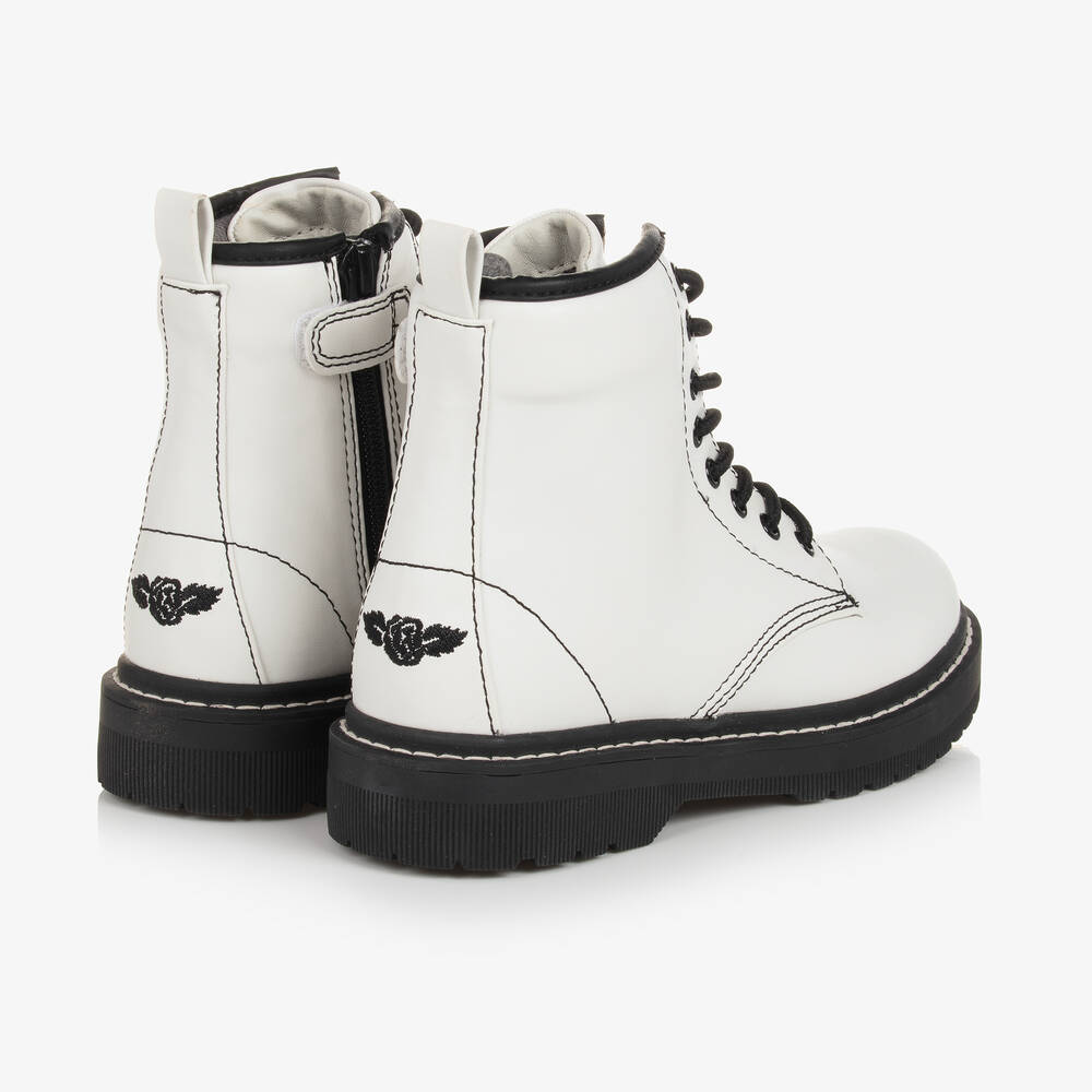 Lelli Kelly Girls White Black Faux Leather Boots Childrensalon Outlet