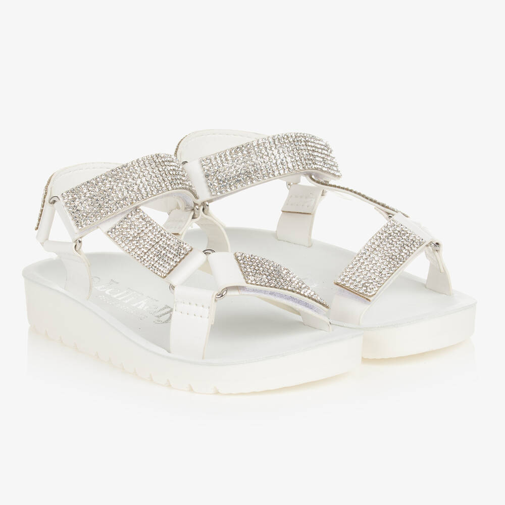 Lelli Kelly - Girls White Diamanté Sandals | Childrensalon