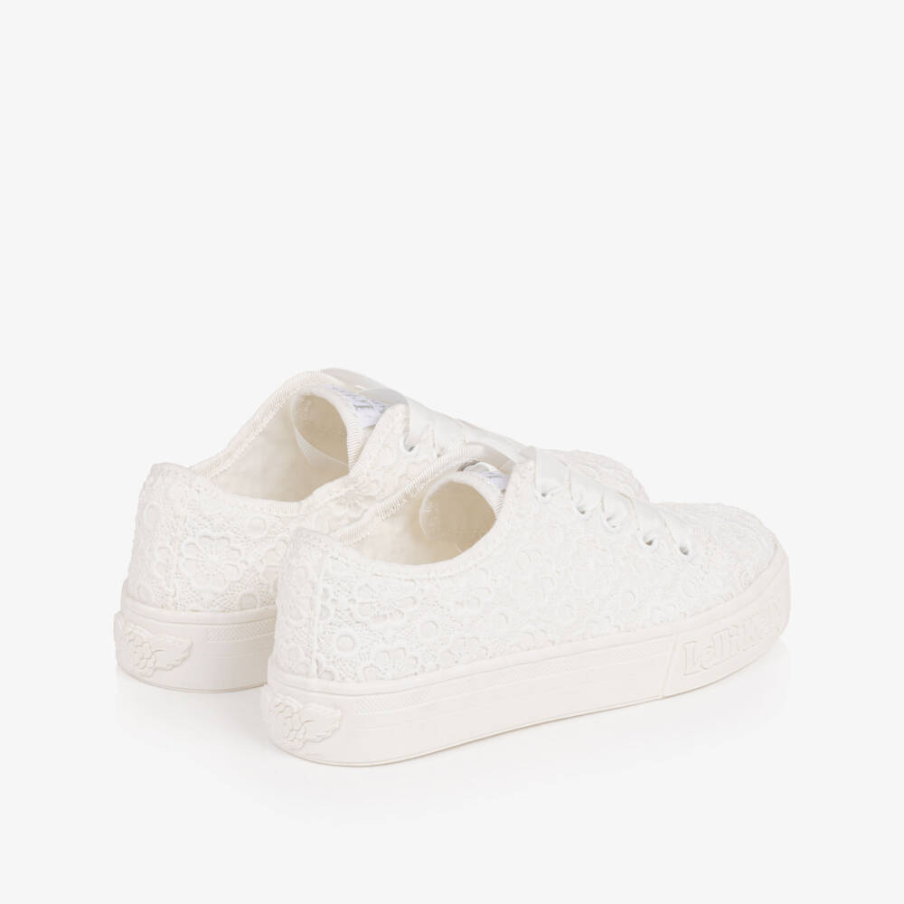 Lelli Kelly-Girls White Floral Lace Canvas Trainers | Childrensalon Outlet