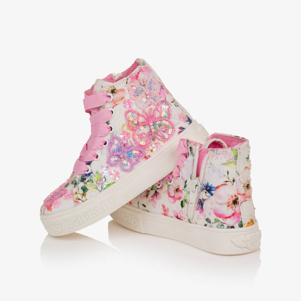 Lelli Kelly-Girls White Flower Hi-Top Trainers | Childrensalon Outlet