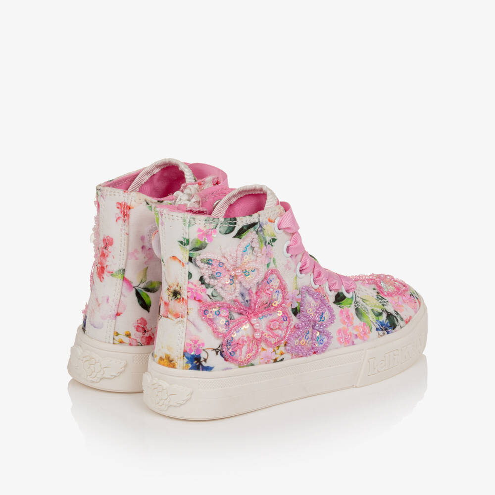 Lelli Kelly-Girls White Flower Hi-Top Trainers | Childrensalon Outlet