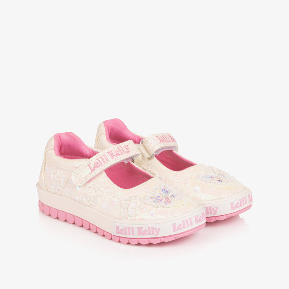 Lelli Kelly-Girls White Glitter Butterfly Pumps | Childrensalon Outlet