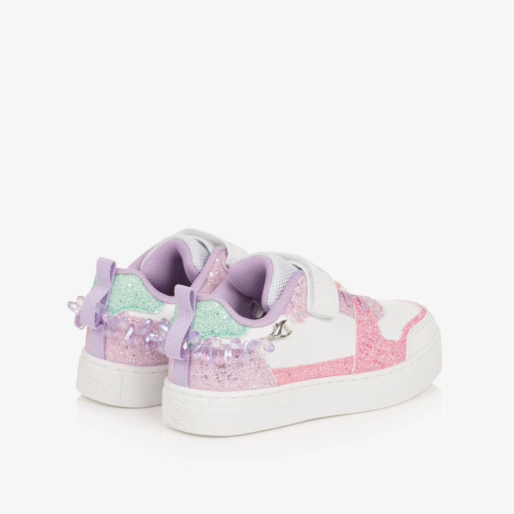 Lelli Kelly-Girls White Glitter Velcro Trainers with Bracelet Trim | Childrensalon Outlet
