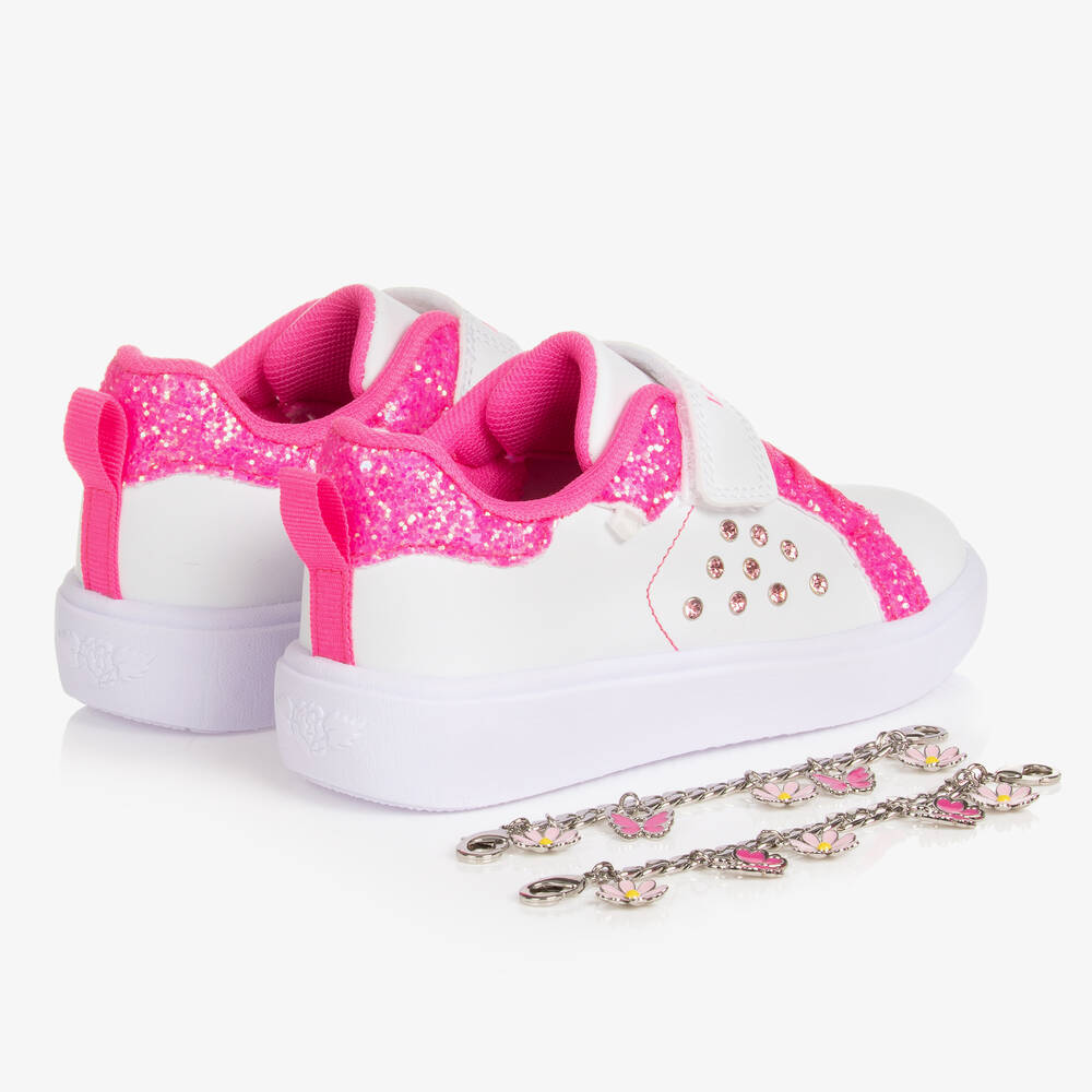 Lelli Kelly-Girls White & Pink Faux Leather Trainers | Childrensalon Outlet