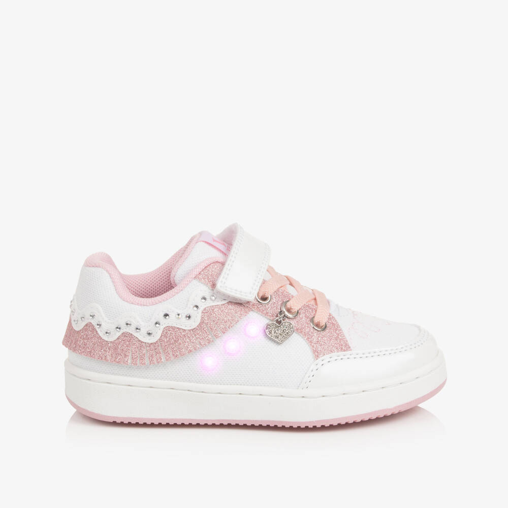 Lelli Kelly-Girls White & Pink Light-Up Trainers | Childrensalon Outlet
