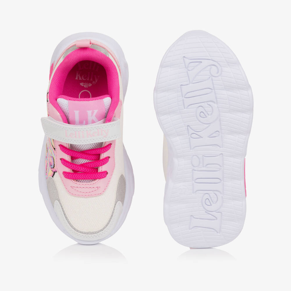 Lelli Kelly-Girls White & Pink Light-Up Trainers with Unicorn Motif | Childrensalon Outlet