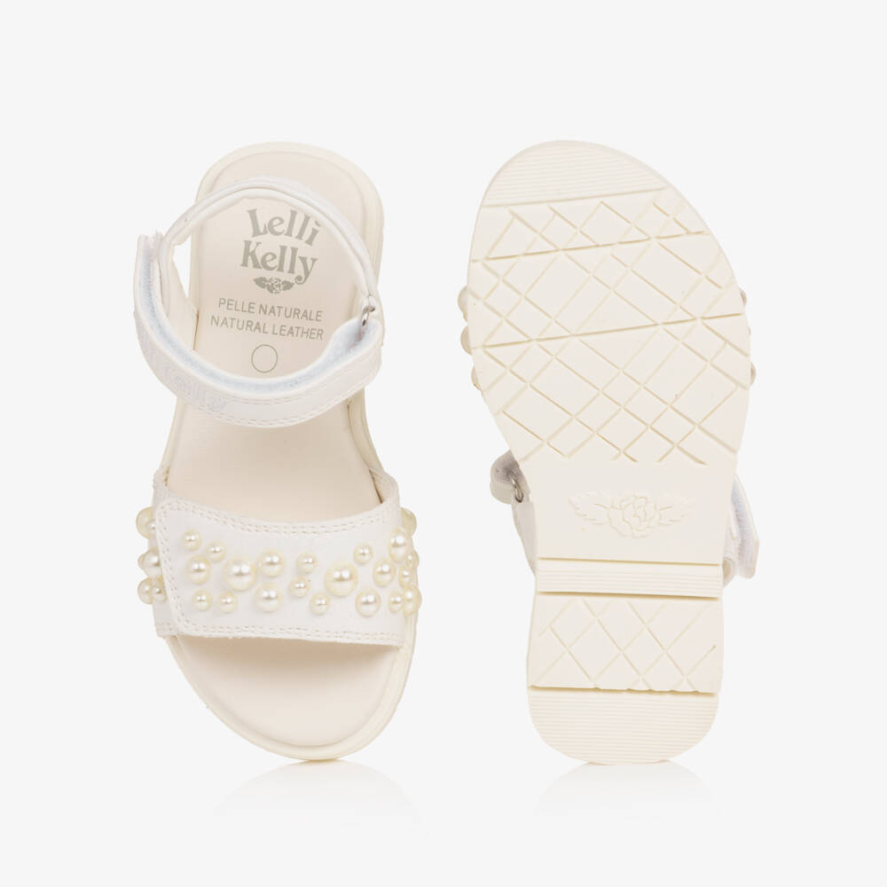 Lelli Kelly-Girls White Sandals with Faux Pearls | Childrensalon Outlet