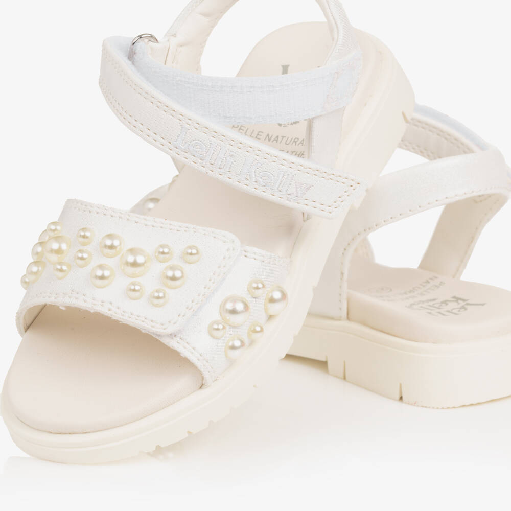 Lelli Kelly-Girls White Sandals with Faux Pearls | Childrensalon Outlet