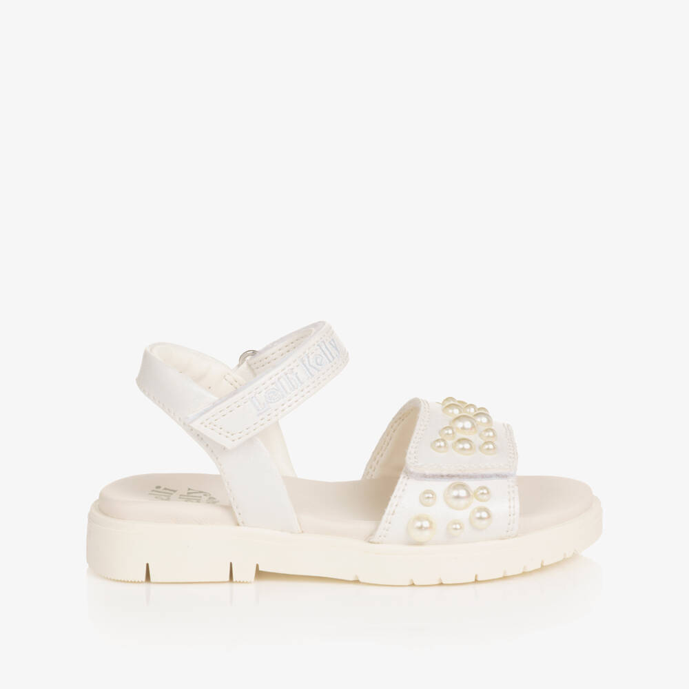 Lelli Kelly-Girls White Sandals with Faux Pearls | Childrensalon Outlet