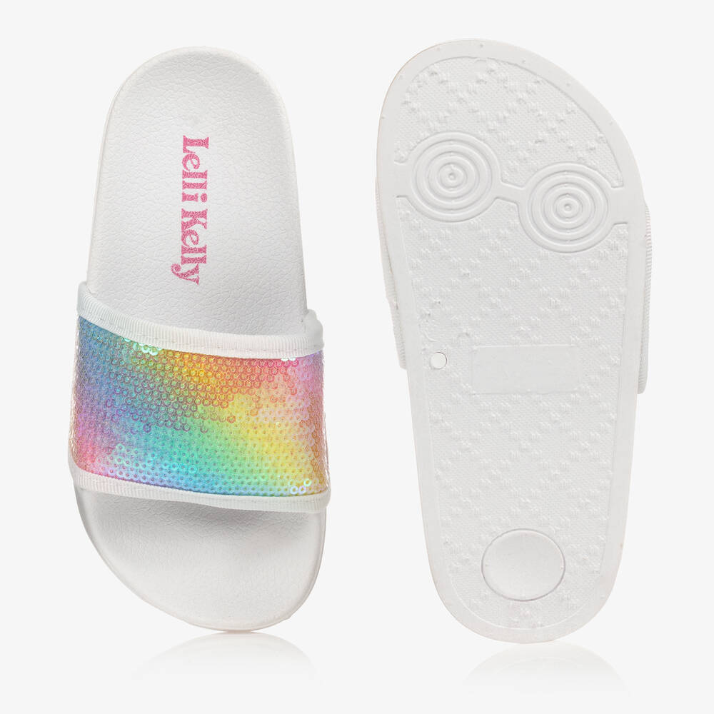 Lelli Kelly - Girls White Sequin Sliders | Childrensalon Outlet