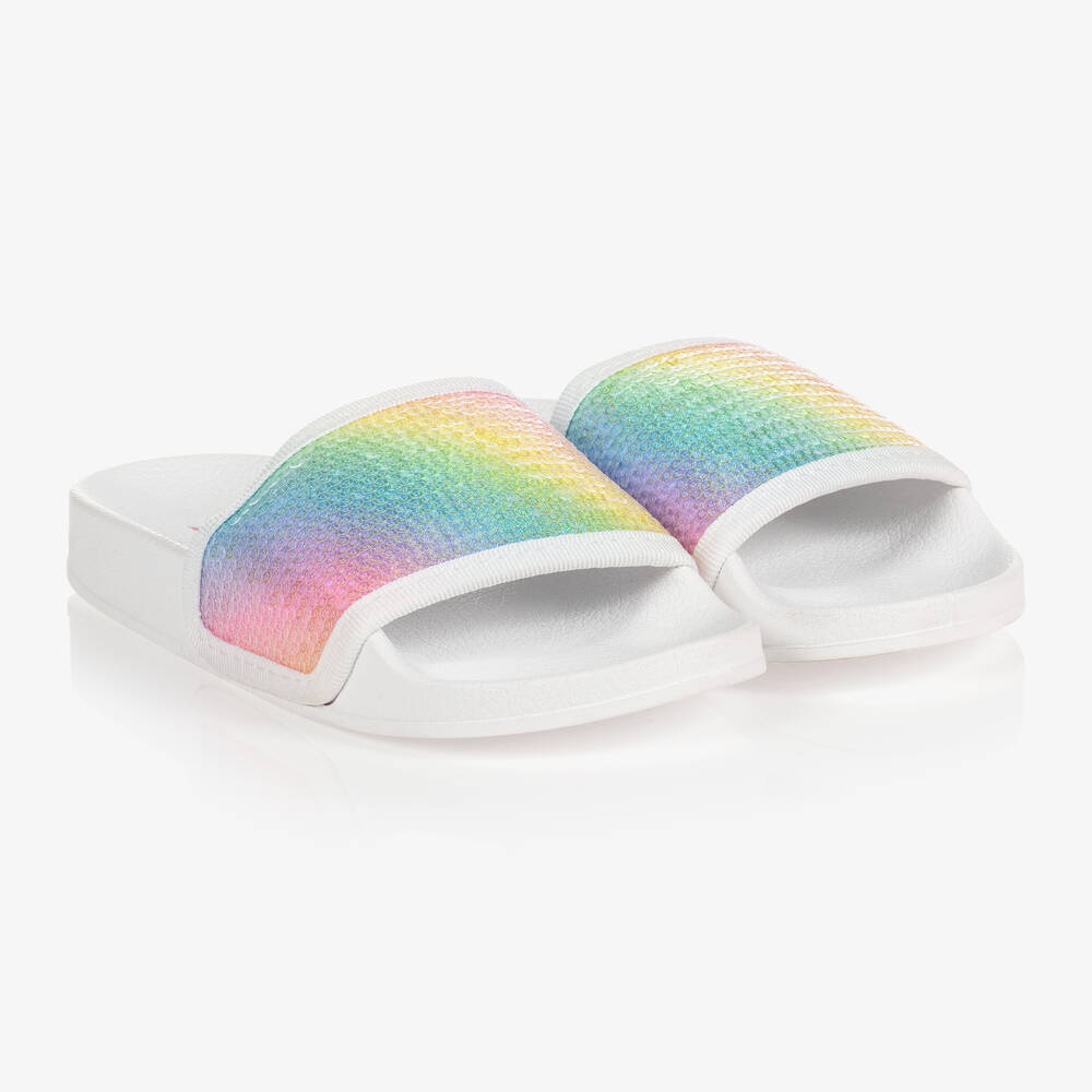 Lelli Kelly - Girls White Sequin Sliders | Childrensalon