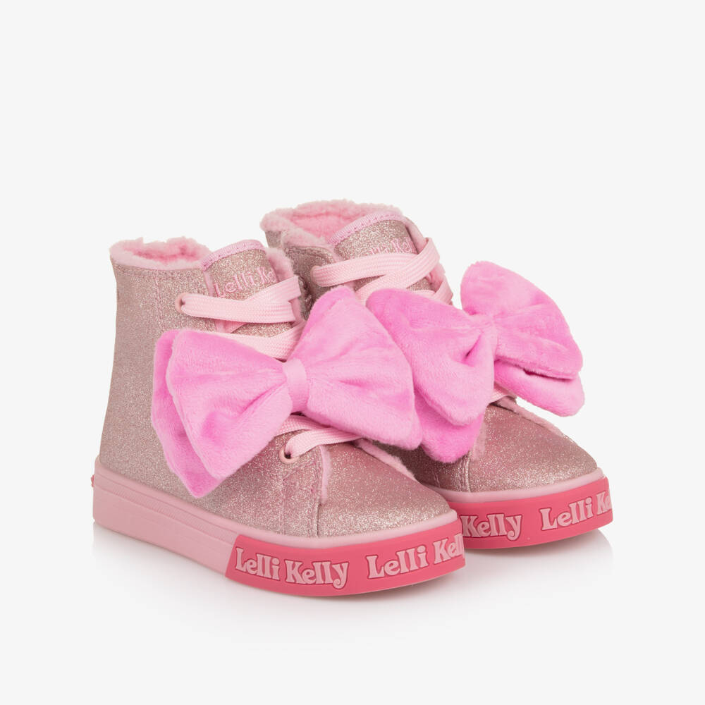 Lelli Kelly-Pink Bow Hi Top Trainer | Childrensalon Outlet