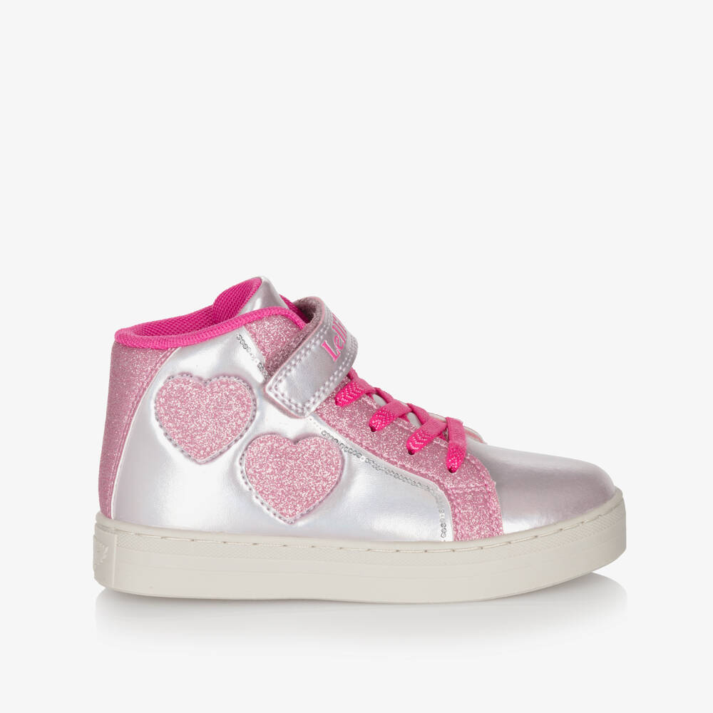 Lelli Kelly-Pink Metallic Heart Hi Top Trainers | Childrensalon Outlet