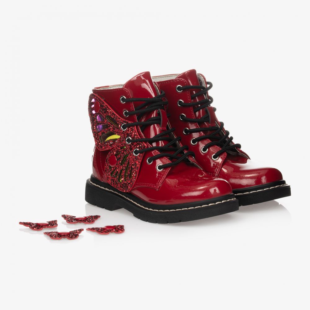 Lelli Kelly - Красные лакированные ботинки с крылышками феи | Childrensalon
