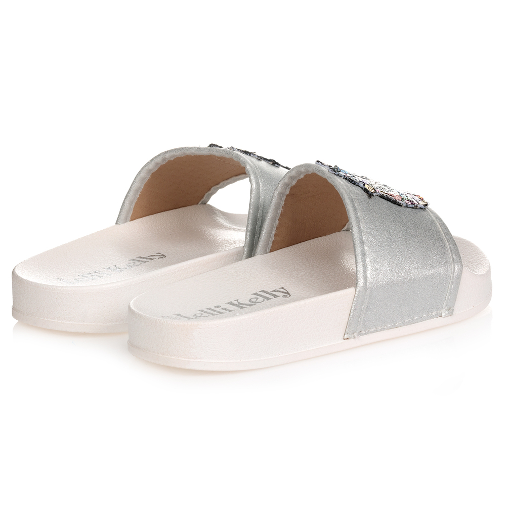 Lelli Kelly-Бело-серебристые шлепанцы с единорогами | Childrensalon Outlet