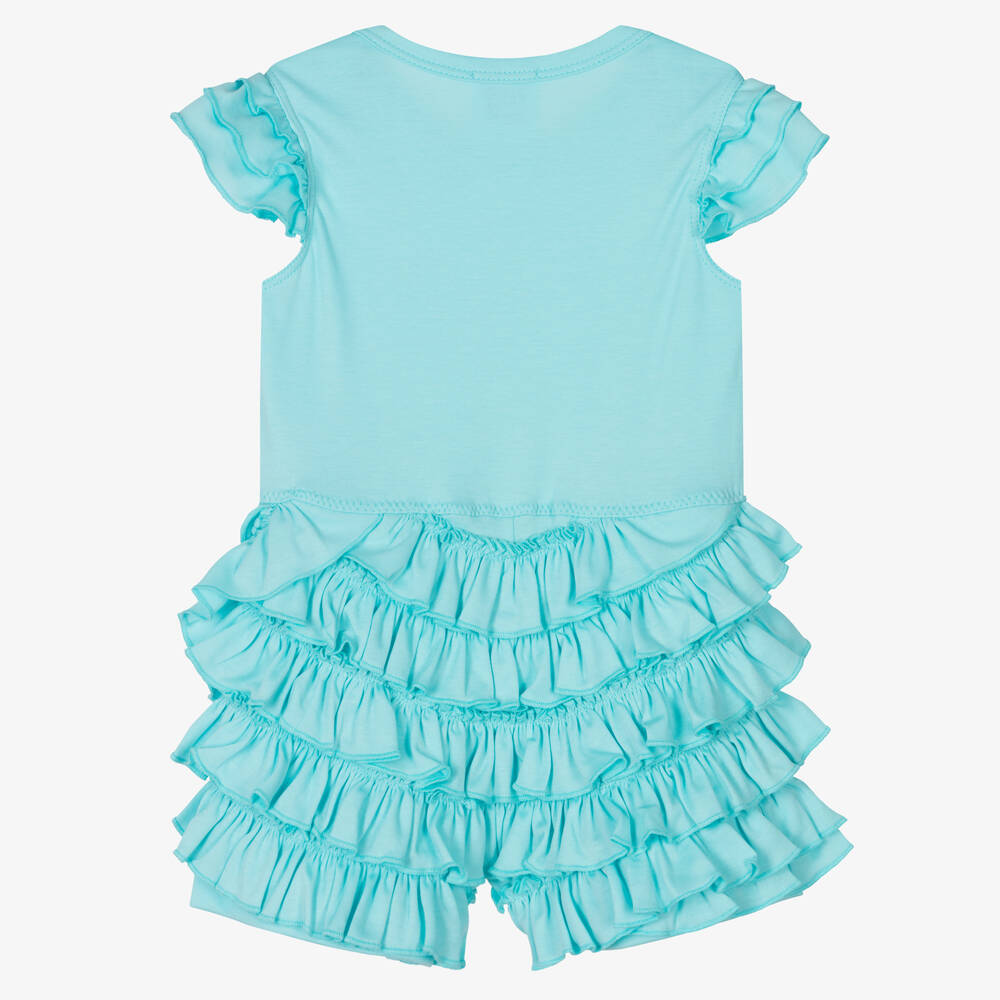 Lemon Loves Layette-Baby Girls Blue Cotton Frilled Shortie | Childrensalon Outlet