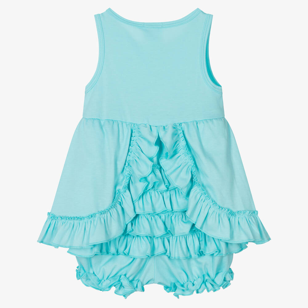 Lemon Loves Layette-Baby Girls Blue Cotton Shortie | Childrensalon Outlet