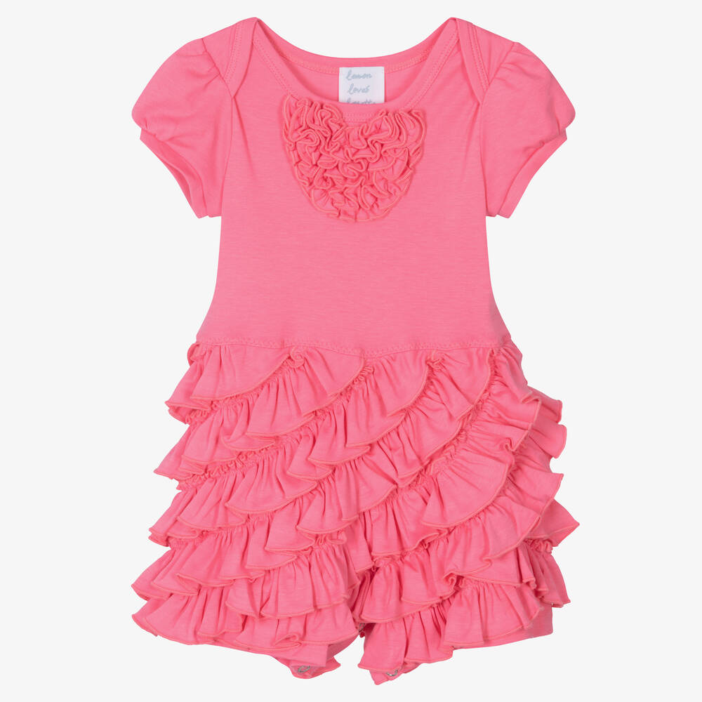 Lemon Loves Layette - Baby Girls Bright Pink Cotton Shortie | Childrensalon