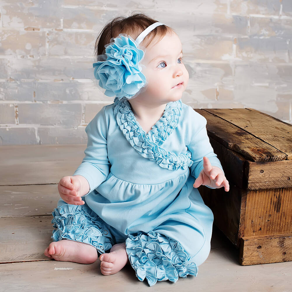 Lemon Loves Layette Baby Girls Cinderella Blue Olivia Romper
