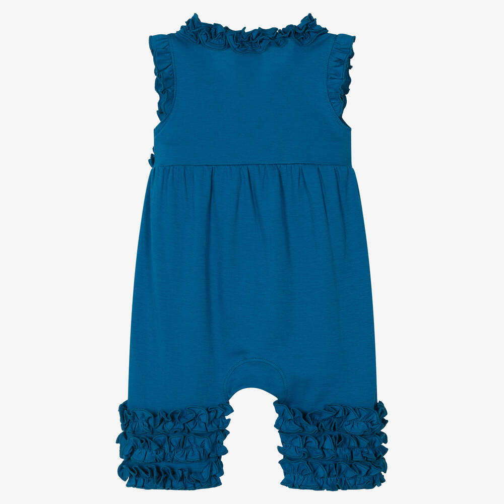 Lemon Loves Layette-Baby Girls Dark Blue Cotton Romper | Childrensalon Outlet